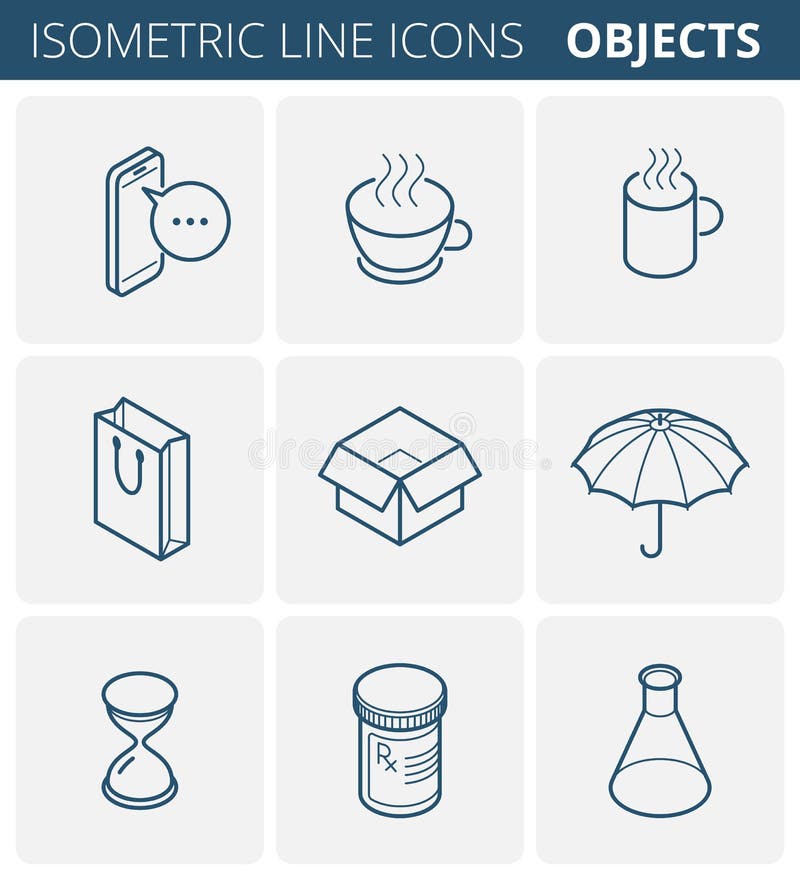 Sistema isométrico del icono del esquema del vector libre illustration Sistema isométrico del icono del esquema del vector libre illustration