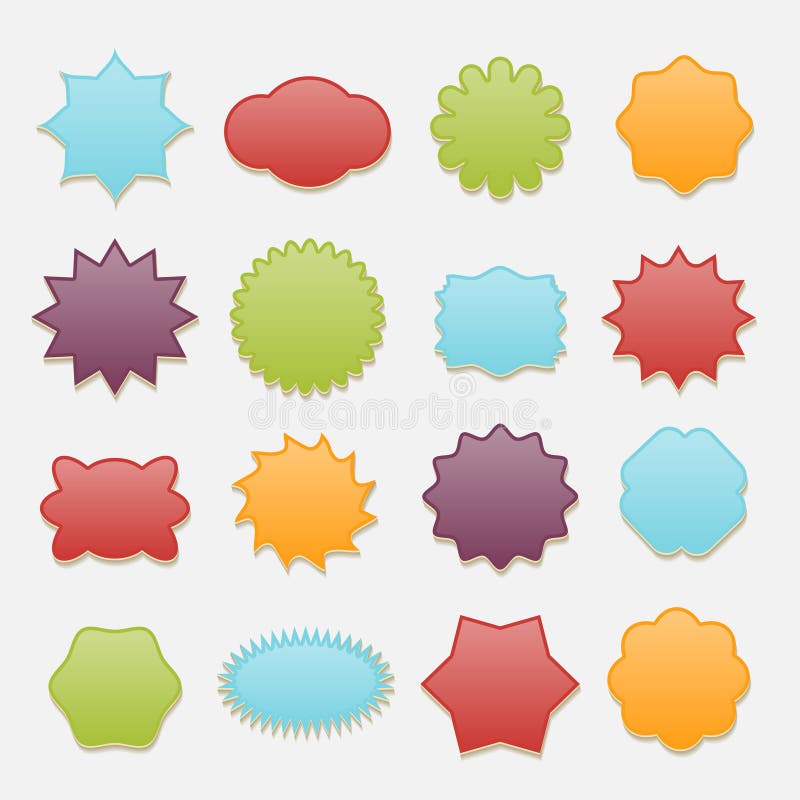 Sistema pegajoso del vector de las etiquetas de las estrellas y de las nubes de las insignias libre illustration Sistema pegajoso del vector de las etiquetas de las estrellas y de las nubes de las insignias libre illustration