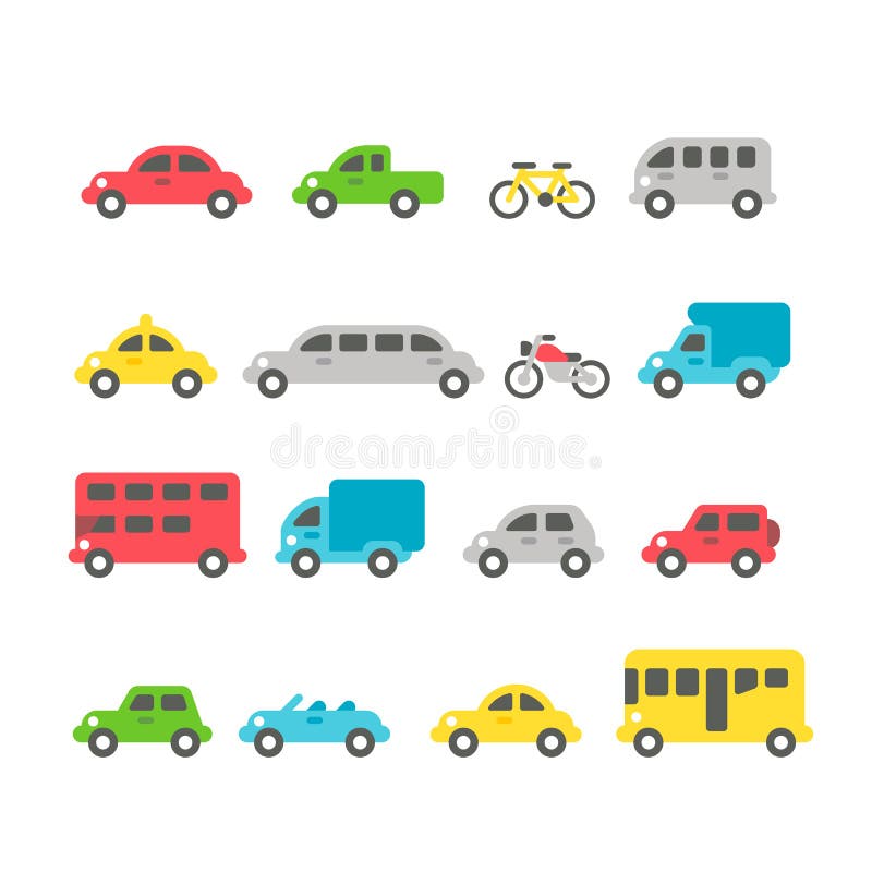 Sistema plano del coche del diseño stock de ilustración Sistema plano del coche del diseño stock de ilustración
