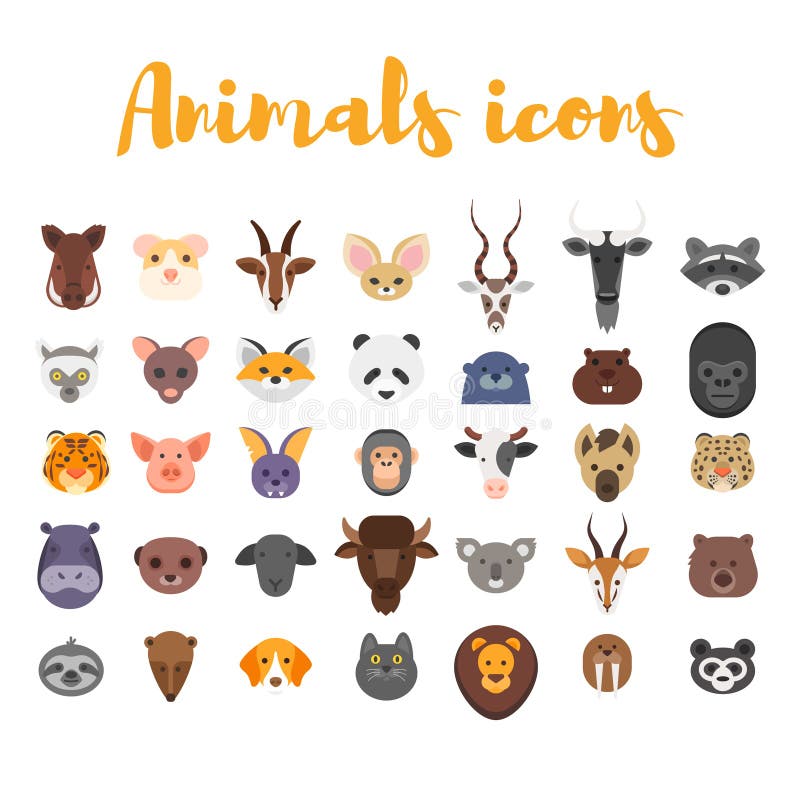 Sistema plano del estilo del vector de los iconos animales del web libre illustration Sistema plano del estilo del vector de los iconos animales del web libre illustration