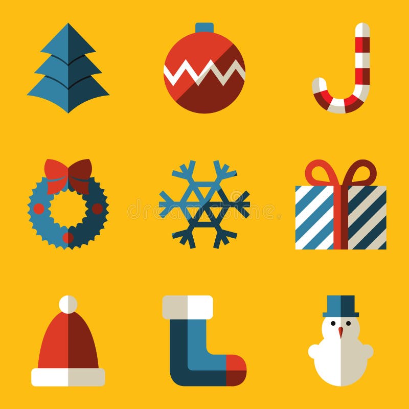 Sistema plano del icono. Feliz Navidad stock de ilustración Sistema plano del icono. Feliz Navidad stock de ilustración