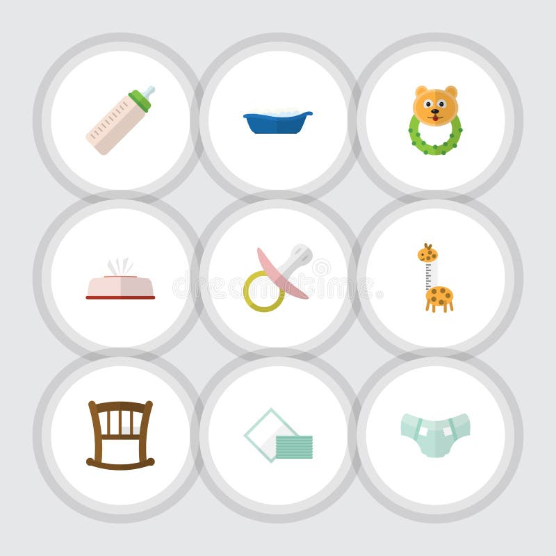 Sistema plano del niño del icono de servilleta, de bañera, de tejido y de otros objetos del vector También incluye la cama, niño, stock de ilustración Sistema plano del niño del icono de servilleta, de bañera, de tejido y de otros objetos del vector También incluye la cama, niño, stock de ilustración