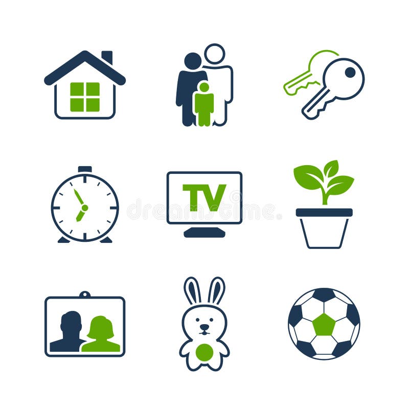 Sistema simple casero del icono del vector libre illustration Sistema simple casero del icono del vector libre illustration