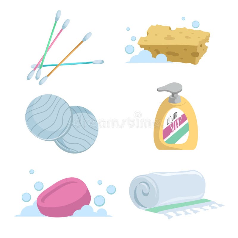 Cartoon trendy simple gradient bath icon set. Cotton sticks, soap, towel, liquid wash, cotton pads and sponge. EPS10 + JPEG preview. Cartoon trendy simple gradient bath icon set. Cotton sticks, soap, towel, liquid wash, cotton pads and sponge. EPS10 + JPEG preview.