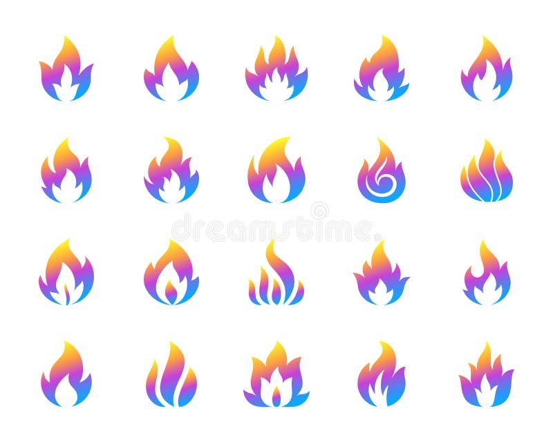 Sistema simple del vector de los iconos de la pendiente del fuego de gas libre illustration