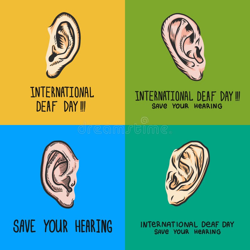 International deaf day banner set. Hand drawn illustration of international deaf day vector banner set for web design. International deaf day banner set. Hand drawn illustration of international deaf day vector banner set for web design