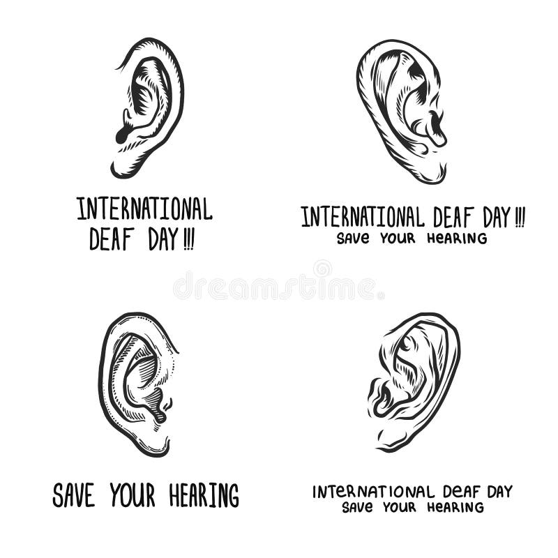 International deaf day banner set. Hand drawn illustration of international deaf day vector banner set isolated for web design. International deaf day banner set. Hand drawn illustration of international deaf day vector banner set isolated for web design