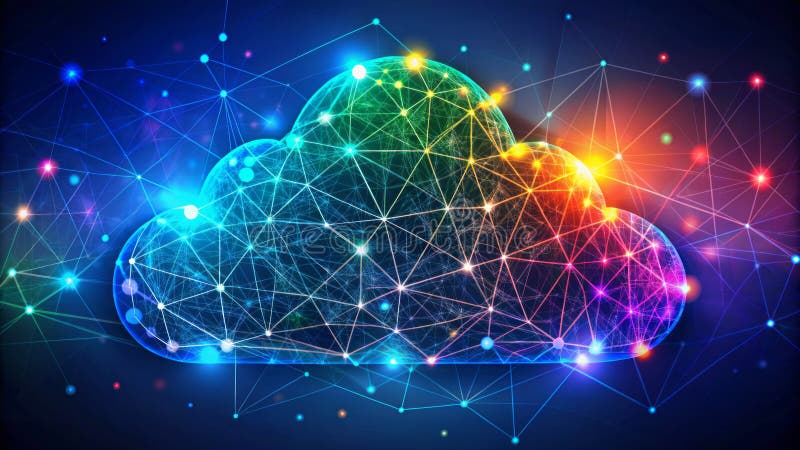 Sisteme interconectate cu pictograma Infrastructură centrală de tip cloud pentru flux de date îmbunătățit și scalabilitate royalty free illustration