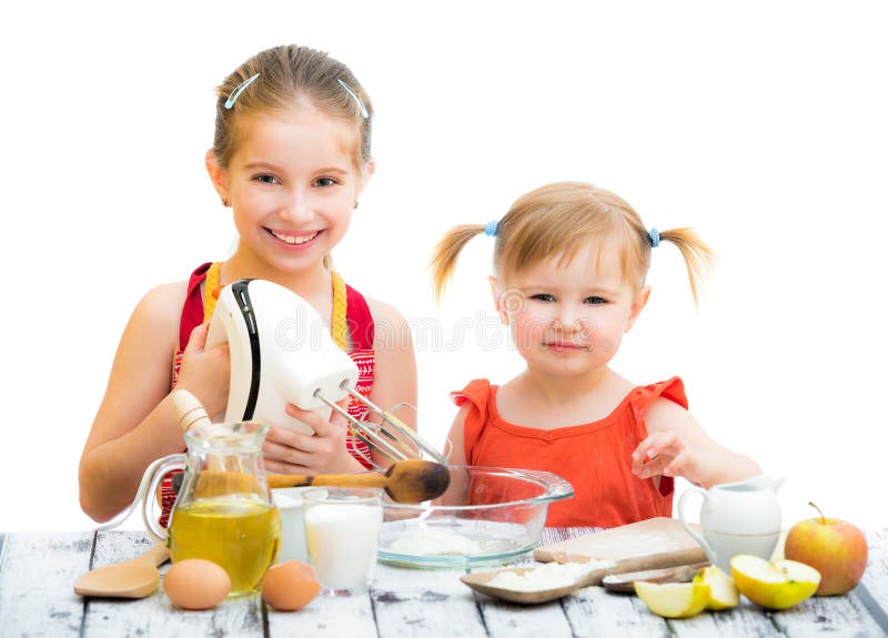 Sisters cooking stock photo. Image of child, baking, kitchen 53790422