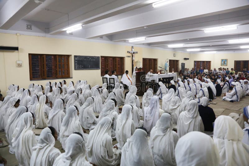 Sisters of The Missionaries of Charity at Mass in the chapel of the Mother House, Kolkata royalty free stock photo Sisters of The Missionaries of Charity at Mass in the chapel of the Mother House, Kolkata royalty free stock photo