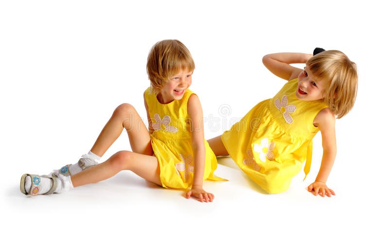 Charming Little Girl in Short Dress. Stock Photo - Image of