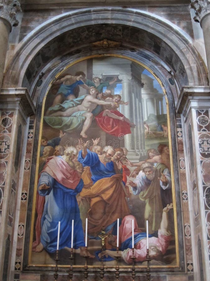 Sistine Chapel, Beautiful Painting on the Wall of the Chapel Editorial Stock Photo Image of
