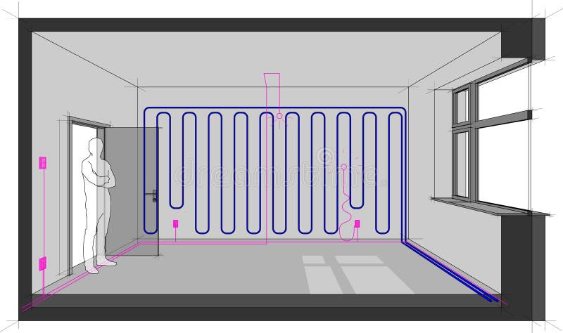 Sitio con las instalaciones y el enfriamiento eléctricos de la pared ilustración del vector Sitio con las instalaciones y el enfriamiento eléctricos de la pared ilustración del vector