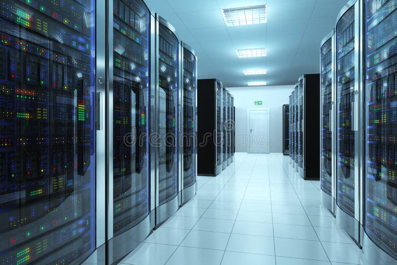 Sitio del servidor en datacenter stock de ilustración Sitio del servidor en datacenter stock de ilustración