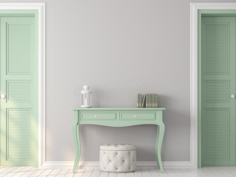 Sitio del vintage con el color gris y verde en colores pastel 3d rendir