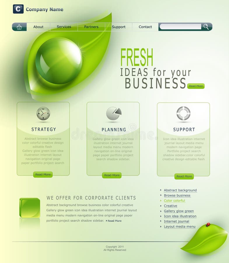 Sito Web verde di vettore illustrazione di stock Sito Web verde di vettore illustrazione di stock
