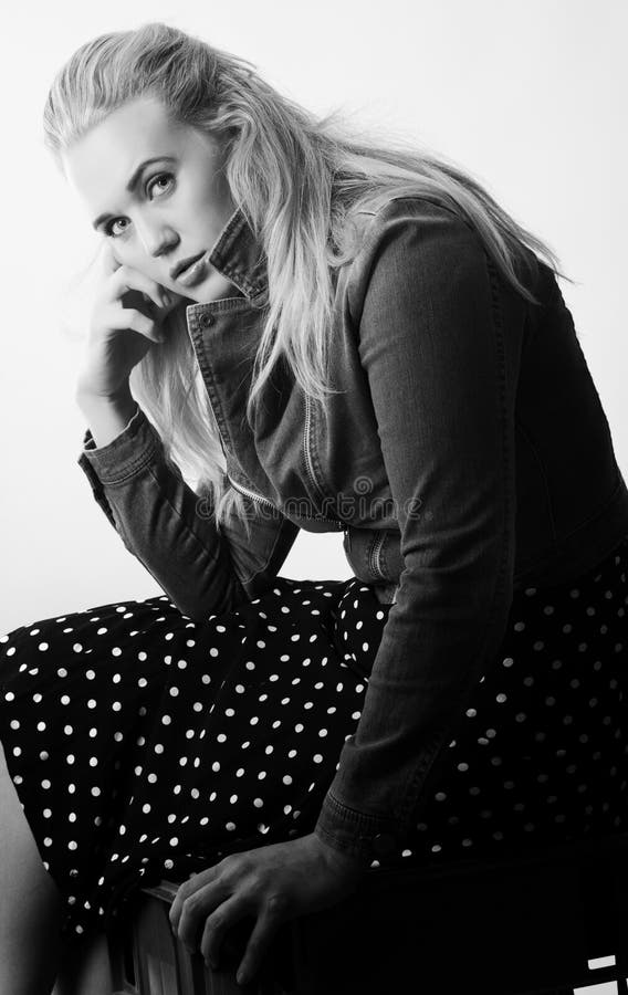 Sitting on milk crates stock photo. Image of dress, pretty 33512312