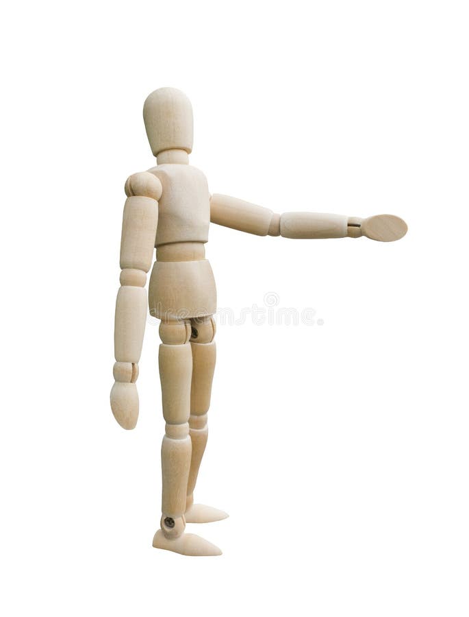 Situación de madera de la marioneta y señalar su mano a la izquierda fotos de archivo Situación de madera de la marioneta y señalar su mano a la izquierda fotos de archivo