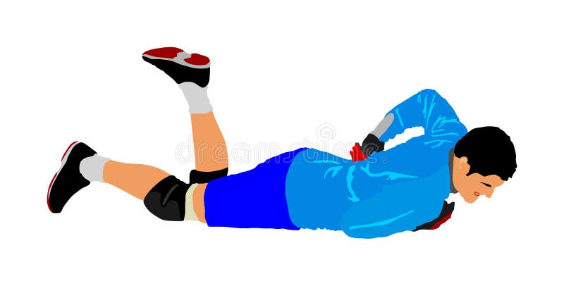 Situazione ripugnante, portiere Sportivo danneggiato sul campo Cartellino rosso Vettore del calciatore illustrazione vettoriale Situazione ripugnante, portiere Sportivo danneggiato sul campo Cartellino rosso Vettore del calciatore illustrazione vettoriale
