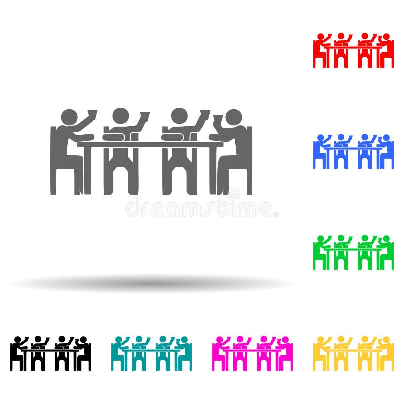 Sitzung zu feiern, Firmenmulti Farbartikone Leichter Glyph, ebenerdiger Überträger von Sitzung Symbole der Menschen für ui und ux lizenzfreie abbildung