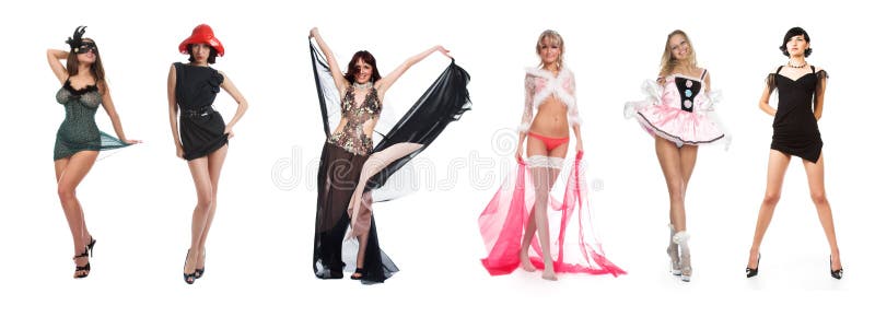 Six beautiful girls stock images