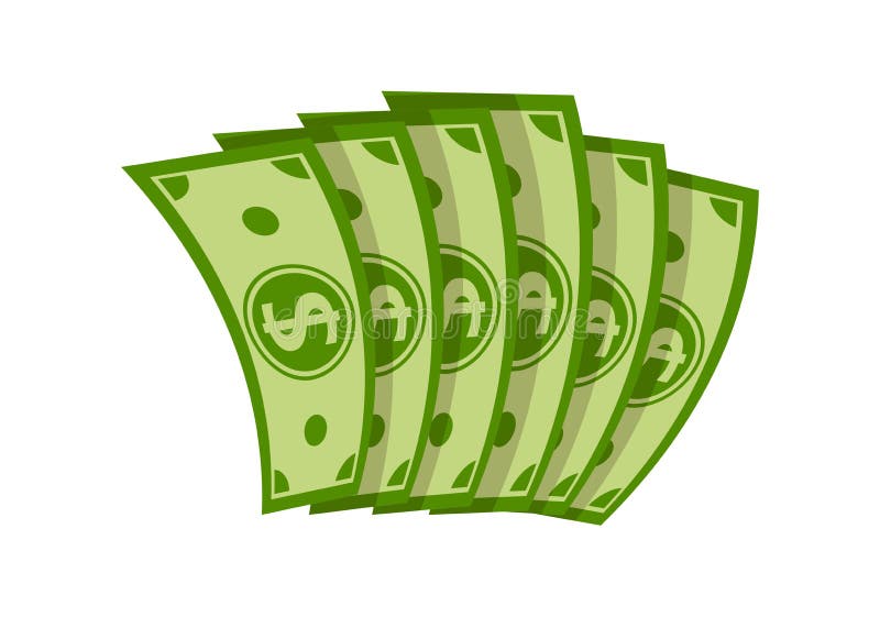 Six Bills Folded Fan Money Cartoon Dollar Vector Stock Vector -  Illustration of graphic, jackpot: 183014303