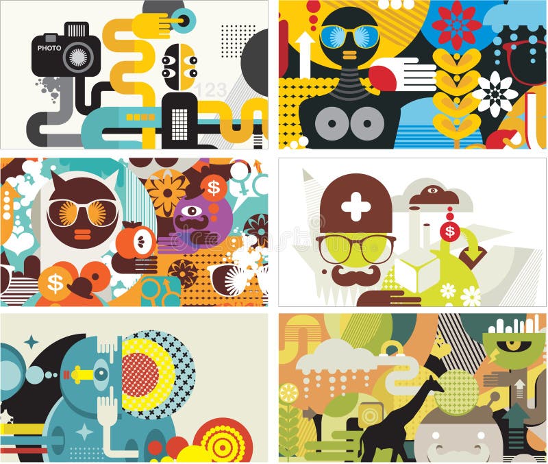 Six business card covers. stock vector. Illustration of money 32879719