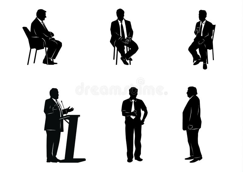 Six business people silhouettes