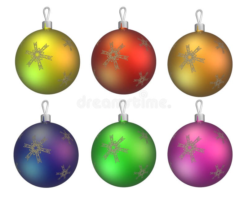 Six Christmas tree balls