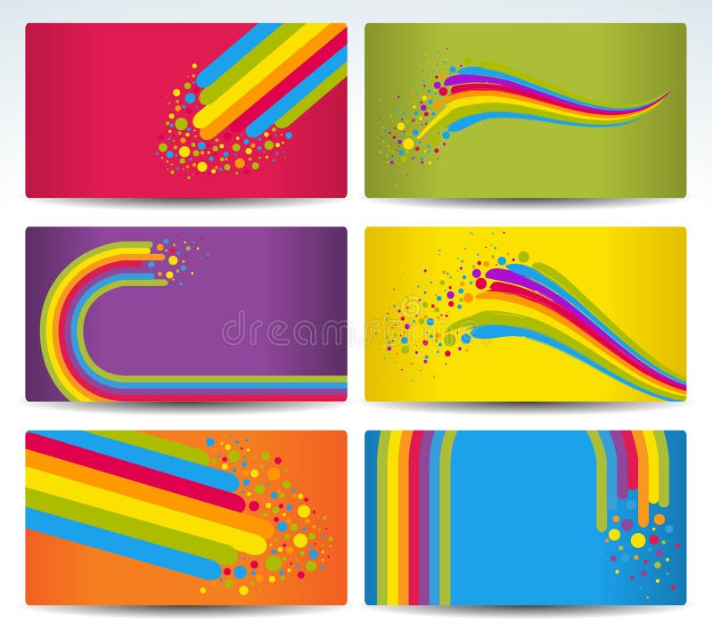 Six color cards with rainbow