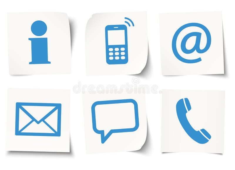 six contact us icons on sticky notes stock illustration six contact us icons on sticky notes stock illustration