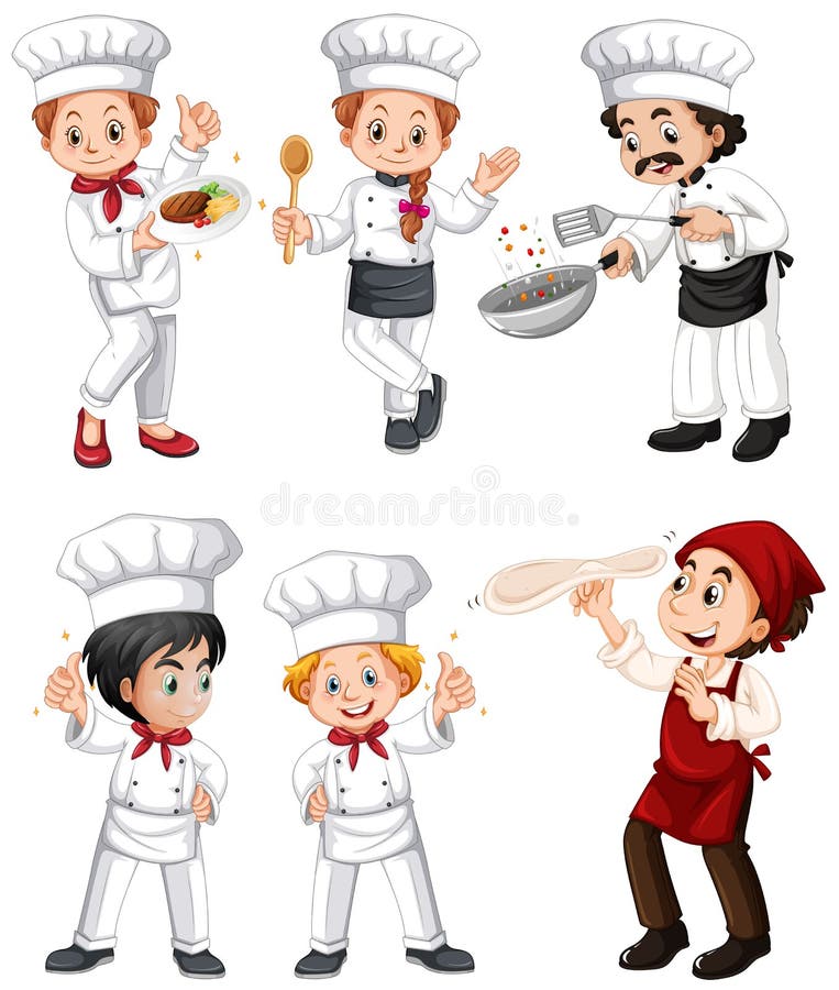 Chef And Bakers Working In The Kitchen Stock Vector Illustration of