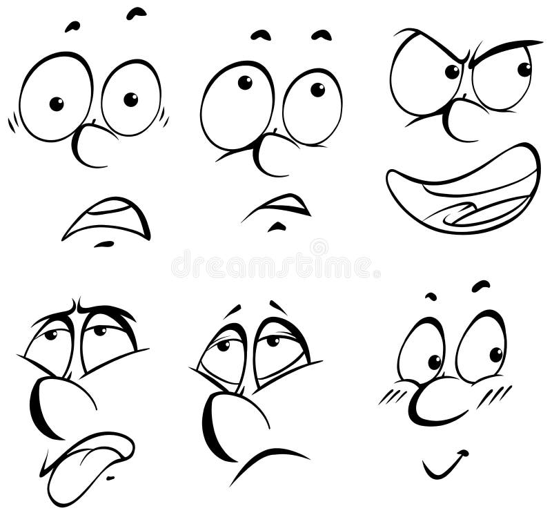 Six Different Facial Expressions Stock Vector - Illustration of ...