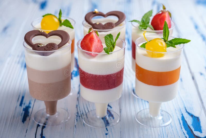 Desserts in Cocktail Glasses Stock Image - Image of table, dessert ...