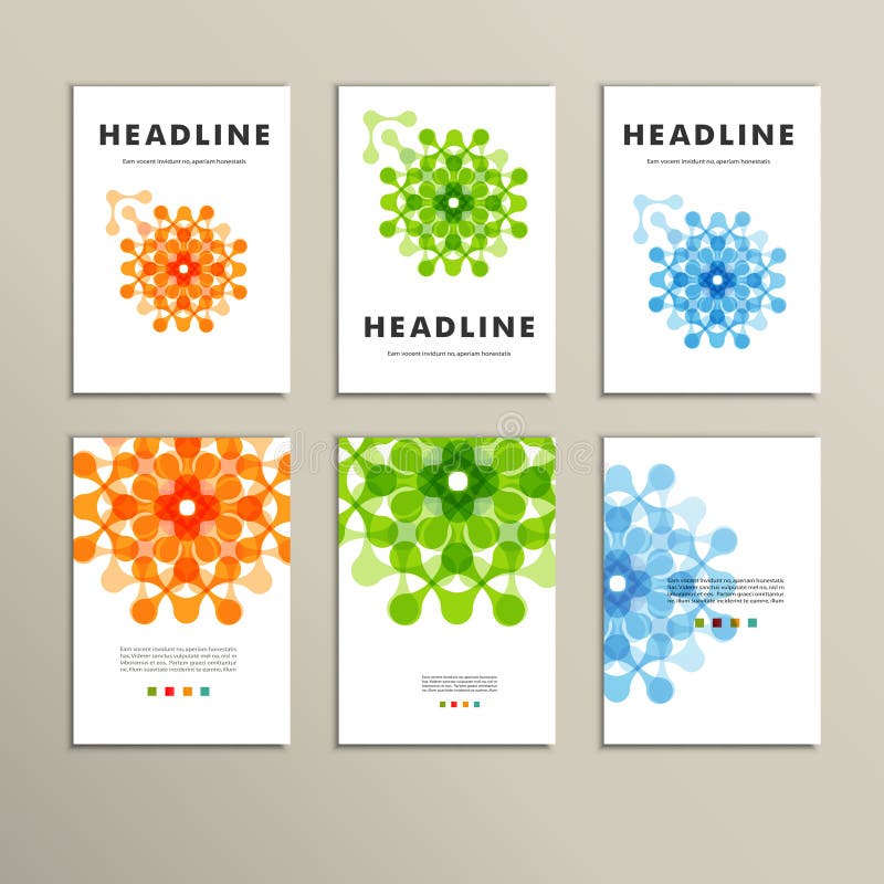 Six modèles de vecteur avec le résumé figurent des brochures illustration libre de droits Six modèles de vecteur avec le résumé figurent des brochures illustration libre de droits