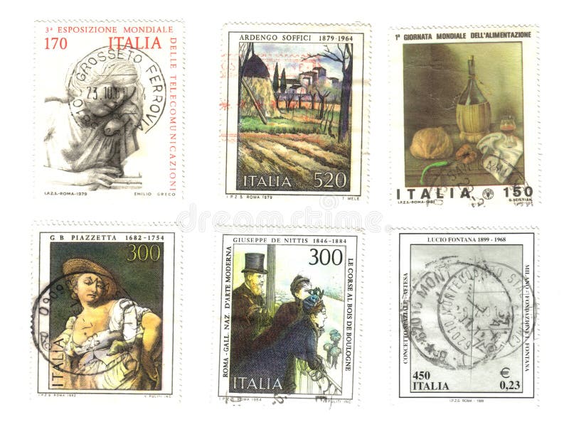 Six old italian stamps