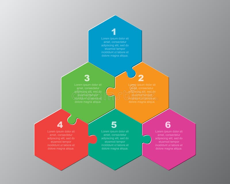 6 Pieces Jigsaw Strategy Puzzle PowerPoint Template