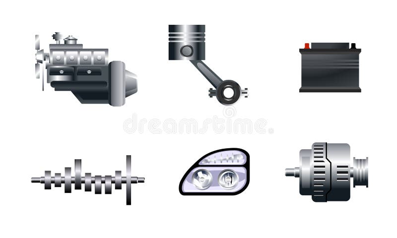 Six pièces de rechange automatiques illustration stock Six pièces de rechange automatiques illustration stock