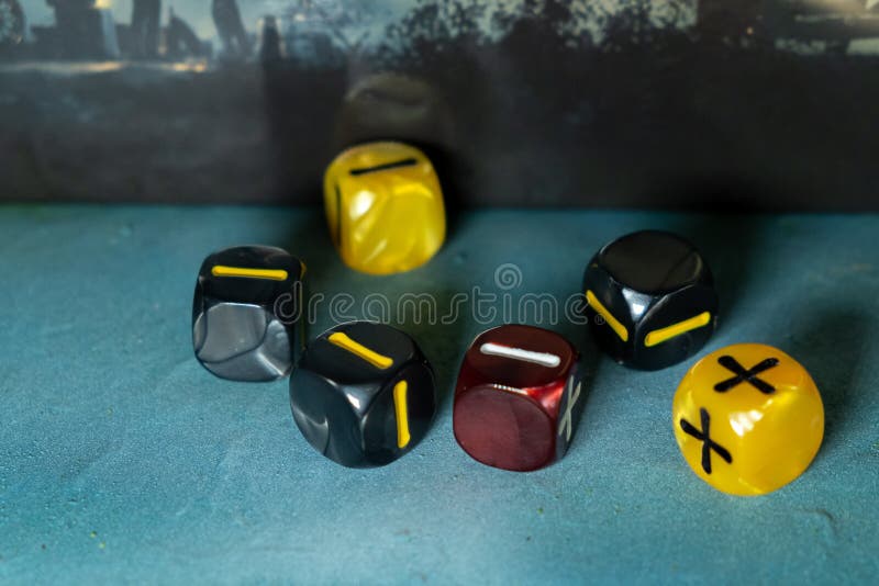Six sides dices for role-playing. Selective focus. stock photography
