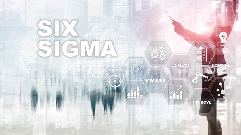 Six sigmas, fabrication, contrôle de qualité et processus industriel améliorant le concept Affaires, Internet et tehcnology photographie stock Six sigmas, fabrication, contrôle de qualité et processus industriel améliorant le concept Affaires, Internet et tehcnology photographie stock