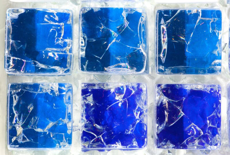 Six squares of blue cracked glass