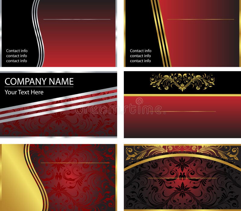 Six Vector Business Card Templates vector illustration
