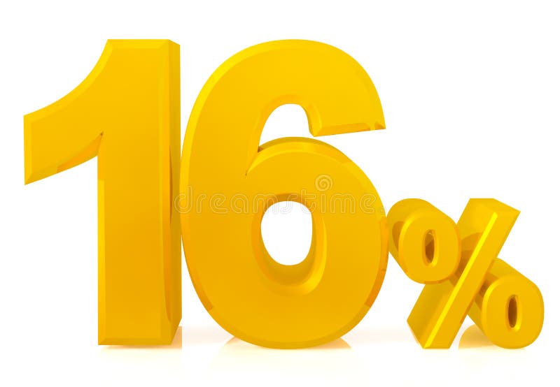 16 Sixteen Gold Golden Number Numeral Digit Logo Icon Design Stock