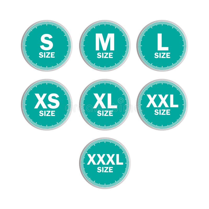 Set Icons Symbols Size Clothing, Literal Measurement Standard Clothing