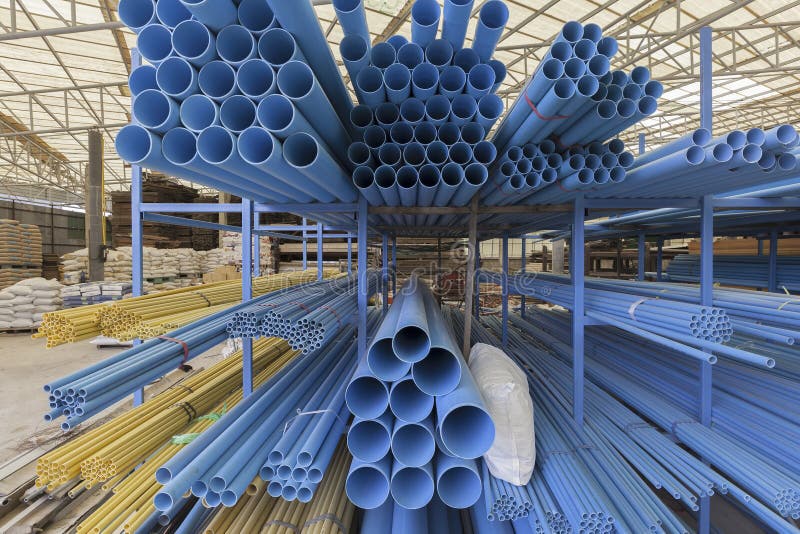 Size of Pvc Pipes in Materials Warehouse. Stock Photo Image of