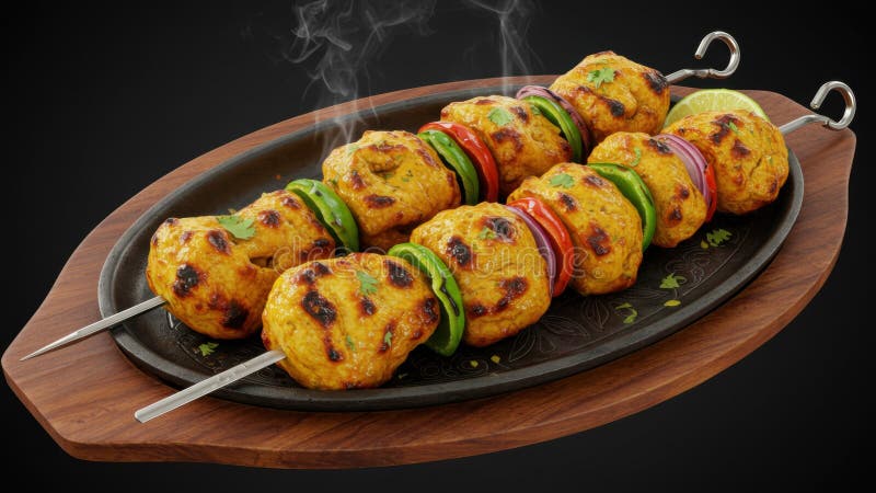 Fräsande Kyckling Tikka Spett vektor illustrationer