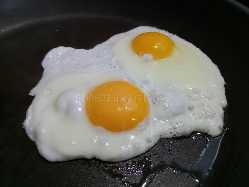 Close Up of Two Fried Eggs, Sunny Side Up Stock Photo Image of eggs