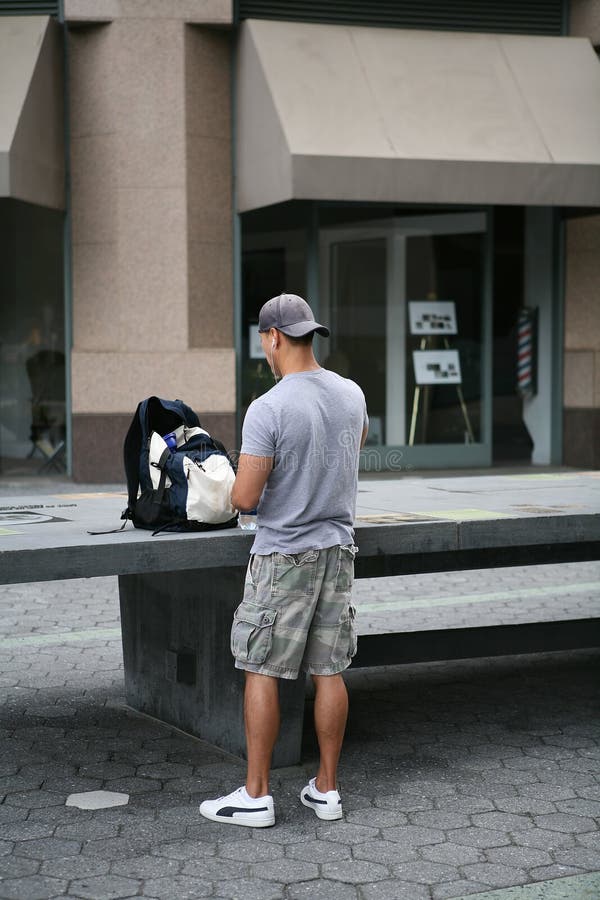 Man getting ready for his workout outside the gym. Man getting ready for his workout outside the gym