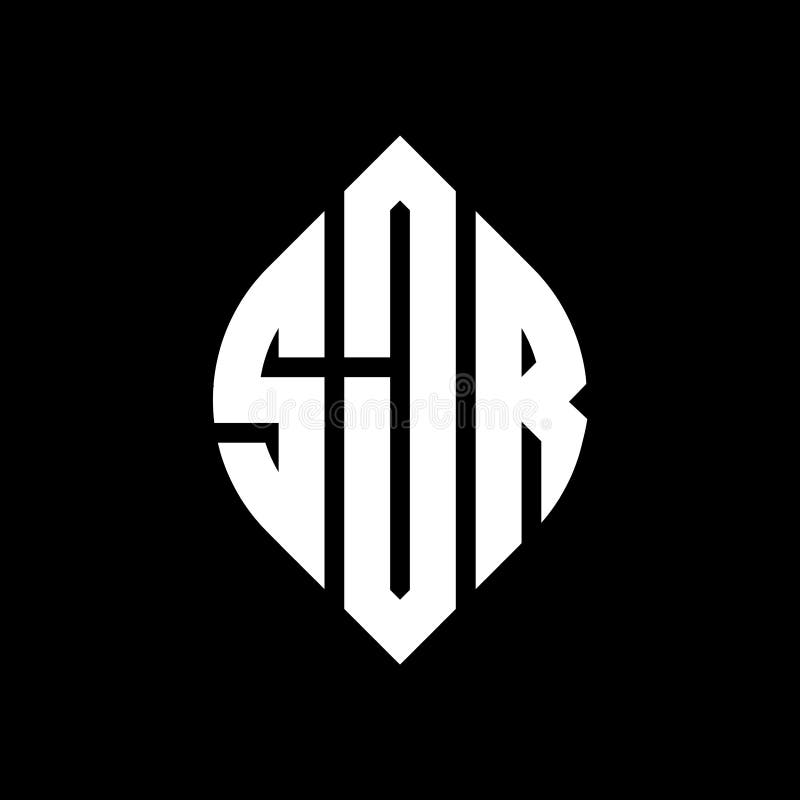 SJR circle letter logo design with circle and ellipse shape. SJR ellipse letters with typographic style. The three initials form a royalty free illustration