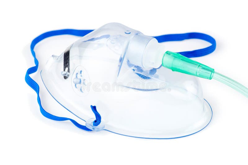 Hospital oxygen mask on white detailed. Hospital oxygen mask on white detailed